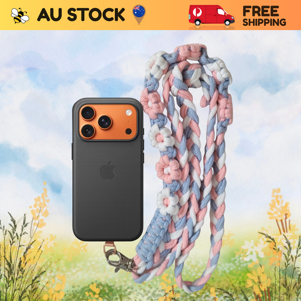 Flower Braided Universial Phone Lanyard – Handmade Cotton Strap | 5 Colour Options
