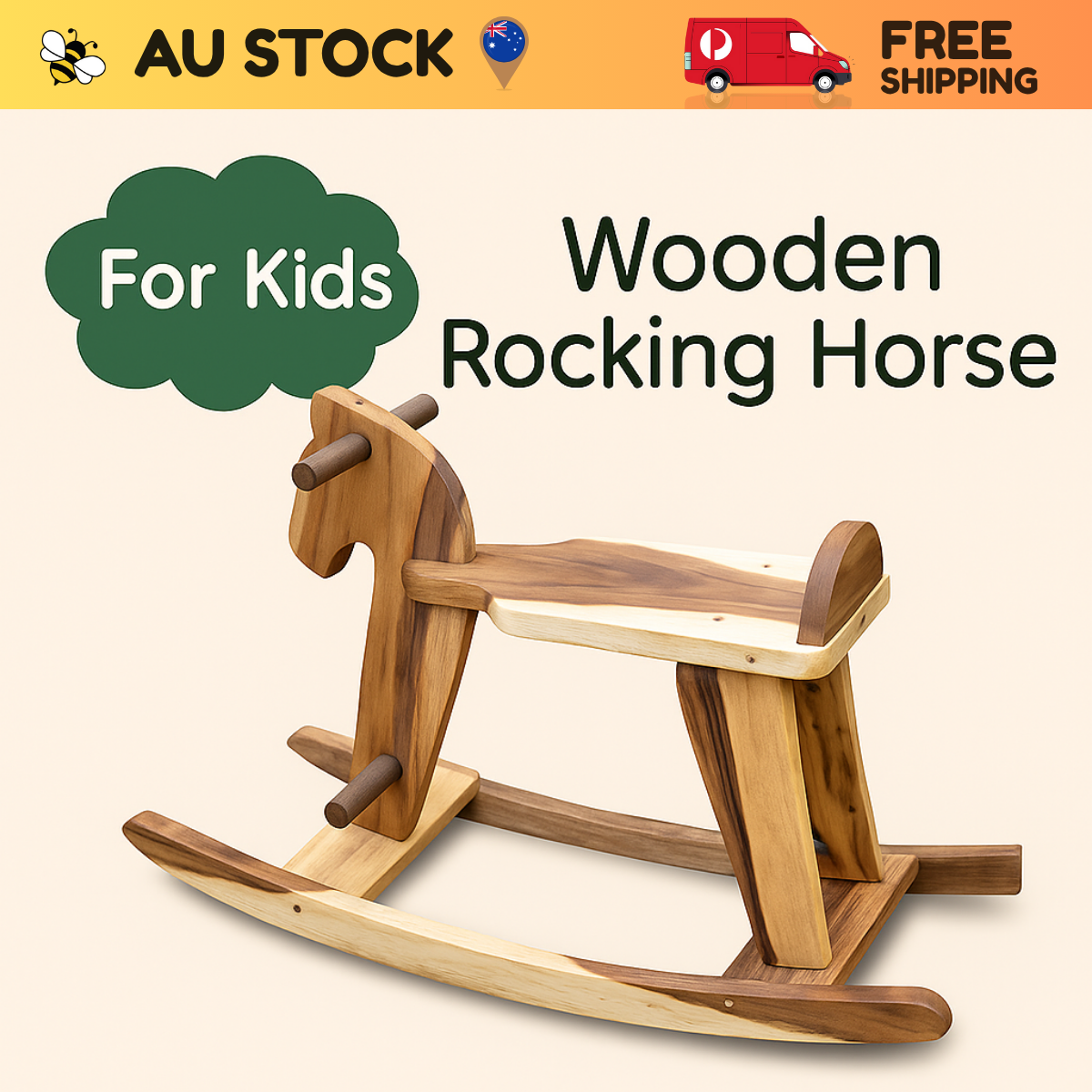 Rocking Wooden Horse – Montessori Baby Toy (Age 3+)