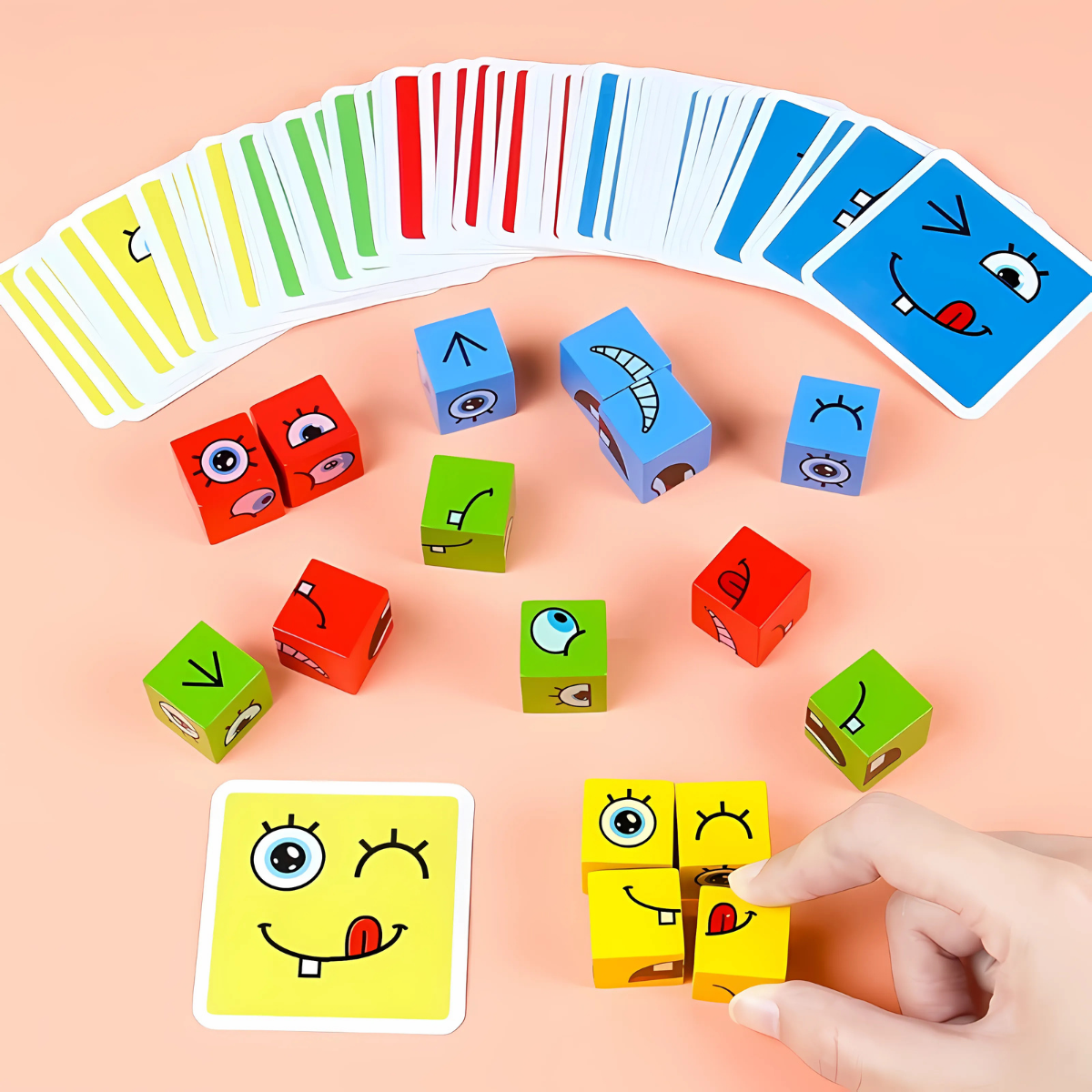 Face-Changing Wooden Cube Puzzle – Montessori Logic & Reaction Game for Kids (Age 3+)