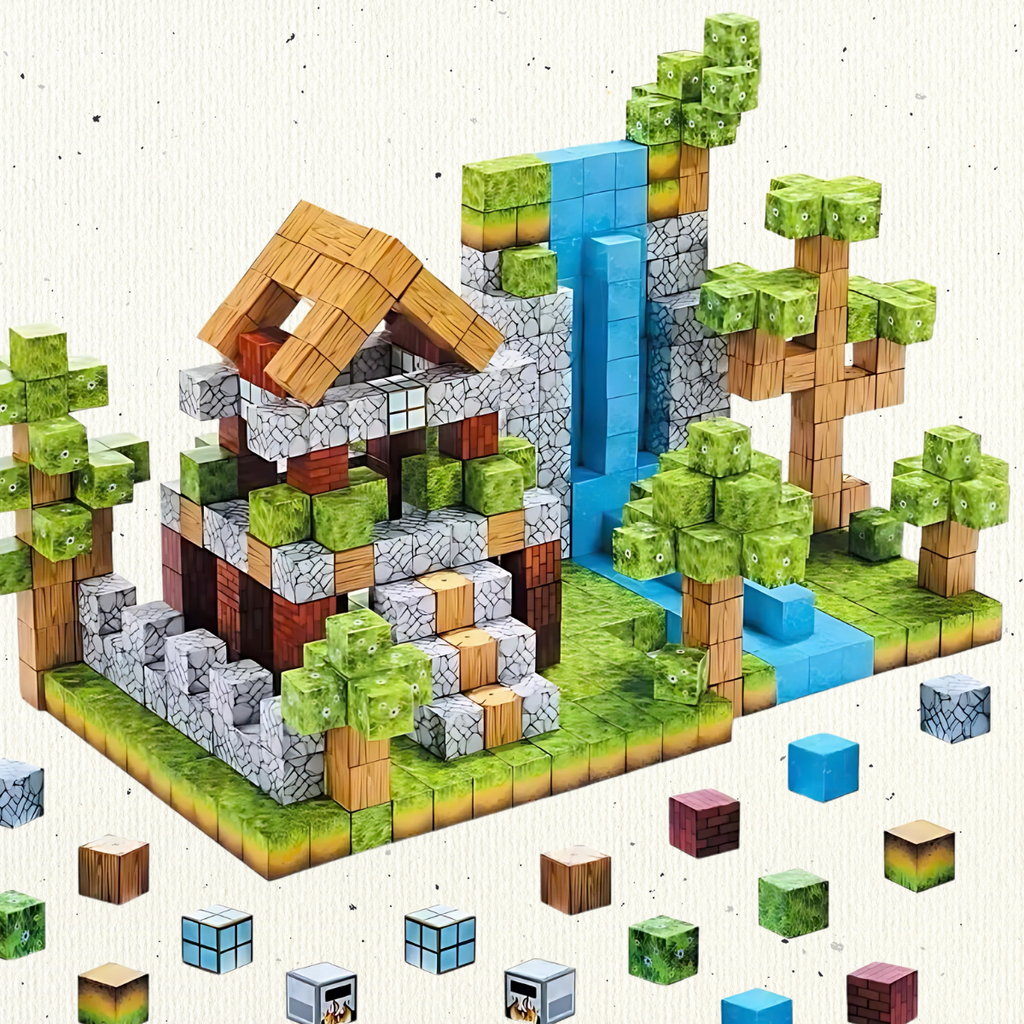 Magnetic Building Blocks 200pcs – Minecraft Inspired STEM Educational Toy for Kids Age 5+ | Large Creative Construction Set