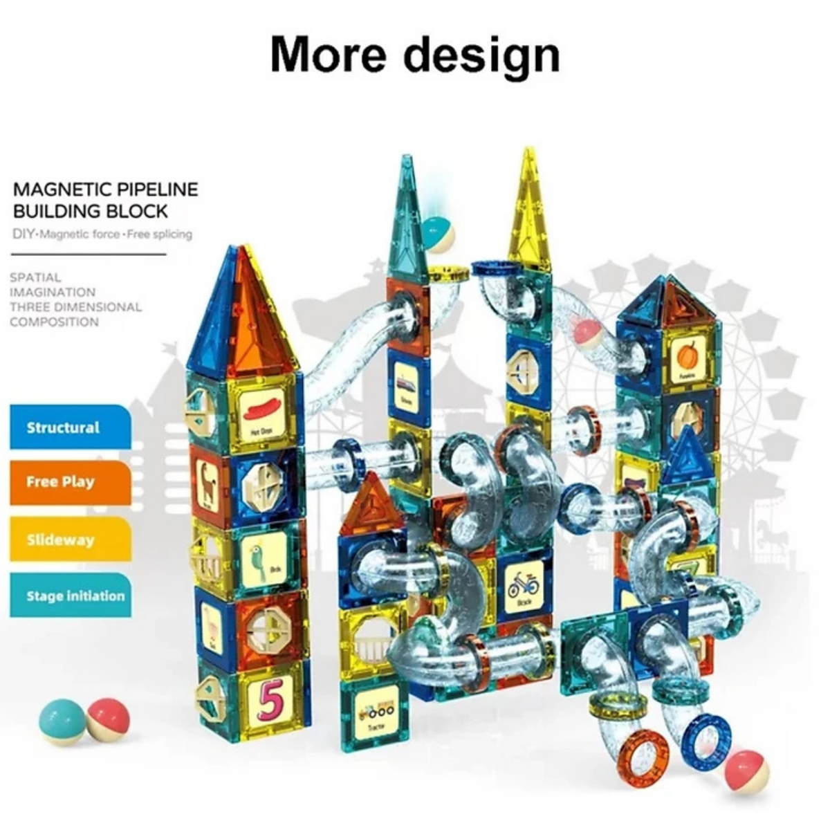 Colorful Magnetic Tile Set (73 pcs) – STEM Educational Toy (Age 3+)