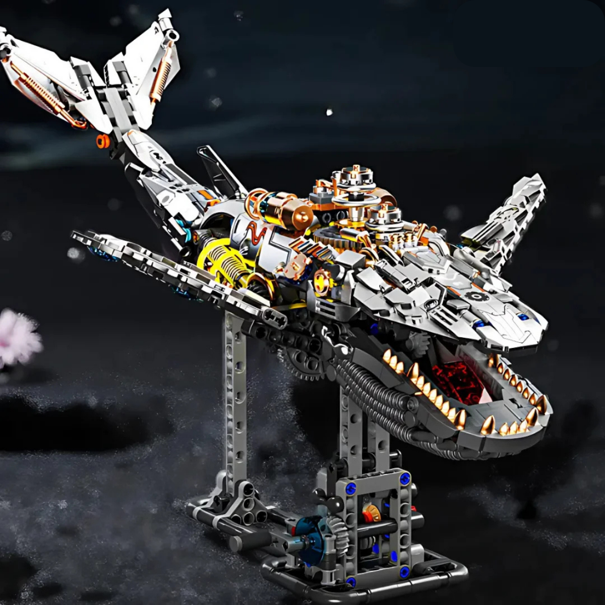 Mechanical Whale Model Kit with LED – STEM Building Toy (Age 6+)