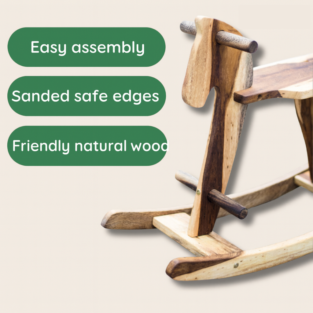 Rocking Wooden Horse – Montessori Baby Toy (Age 3+)