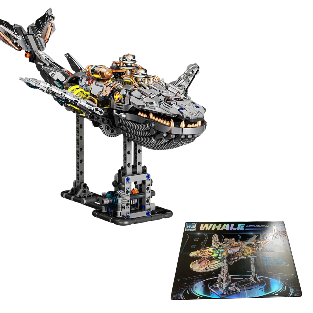 Mechanical Whale Model Kit with LED – STEM Building Toy (Age 6+)