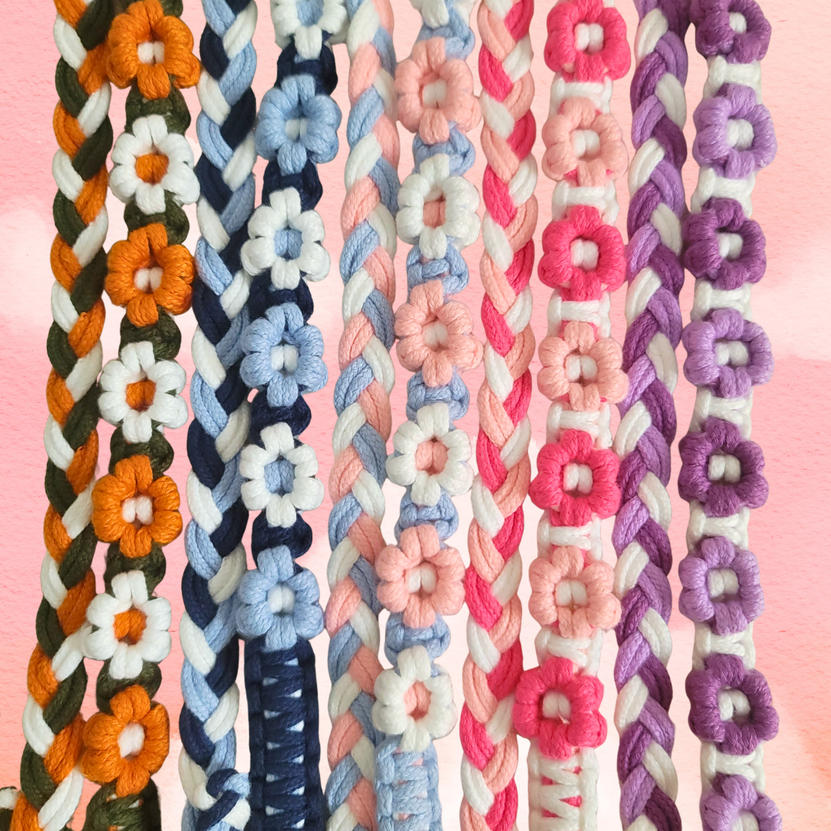 Flower Braided Universial Phone Lanyard – Handmade Cotton Strap | 5 Colour Options