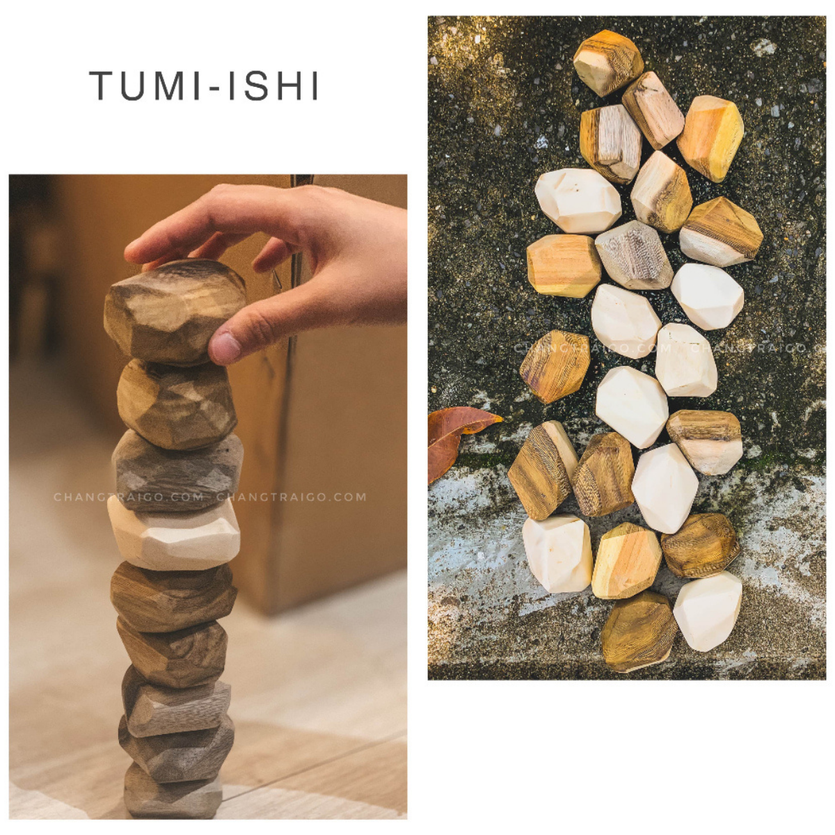 Tumi-Ishi Wooden Balancing Stones - 9 pcs – Montessori Educational Toy (Age 2+)