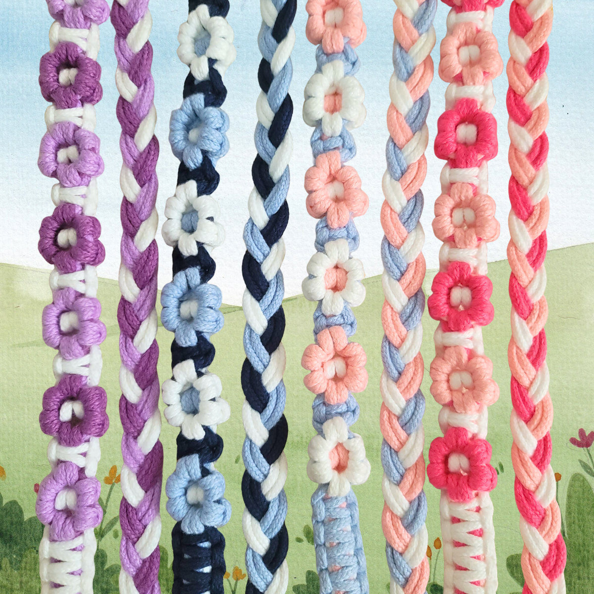 Flower Braided Universial Phone Lanyard – Handmade Cotton Strap | 5 Colour Options