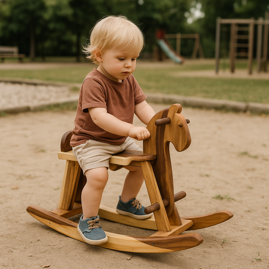 Rocking Wooden Horse – Montessori Baby Toy (Age 3+)