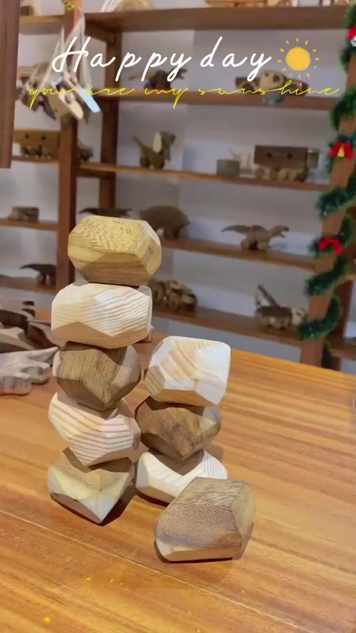 Tumi-Ishi Wooden Balancing Stones - 9 pcs – Montessori Educational Toy (Age 2+)
